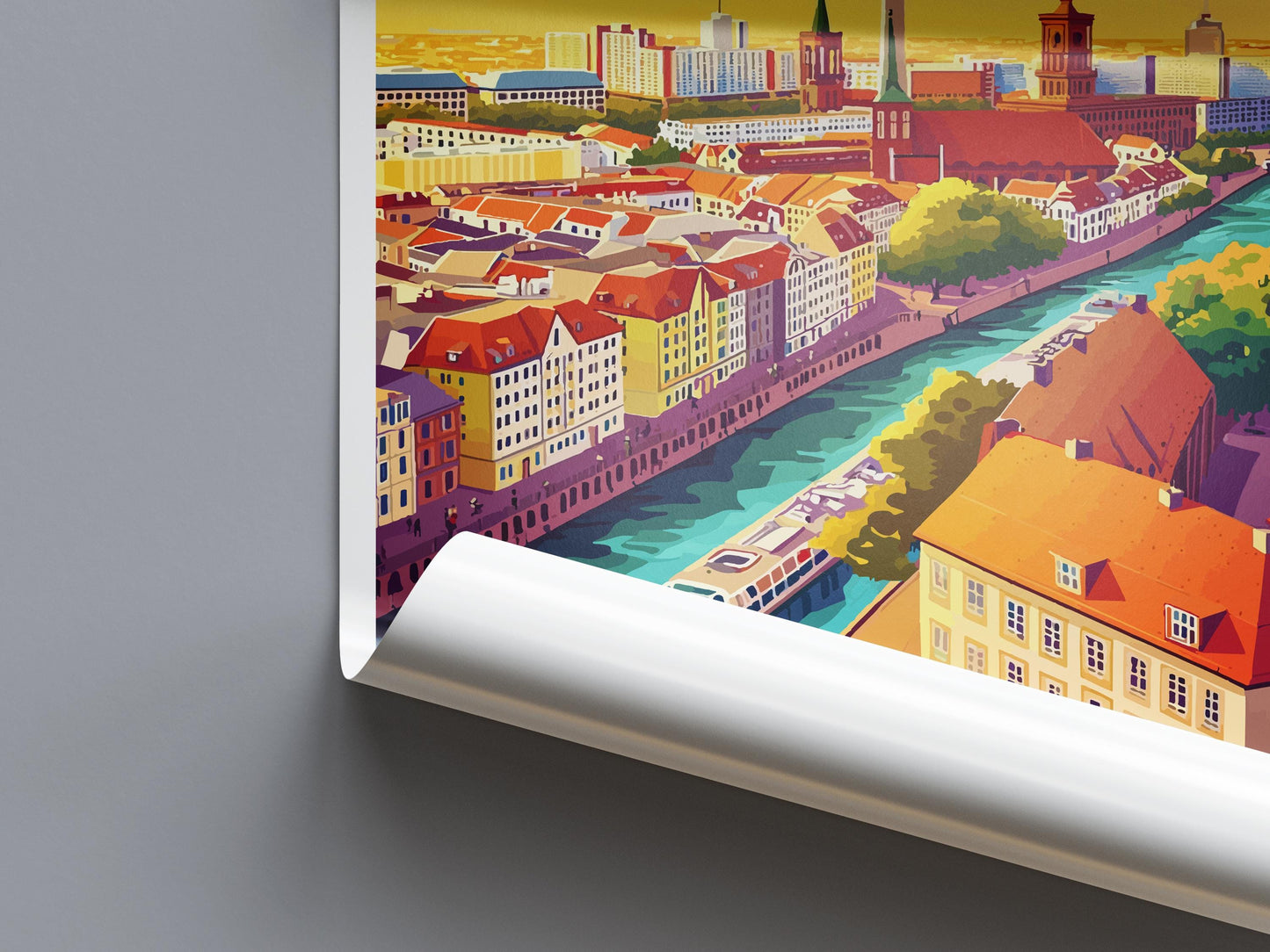 Germany Travel Poster Europe Wall Art Country View Print Castle & City Scene Illustration Scenic Decor Germany Gift Souvenir