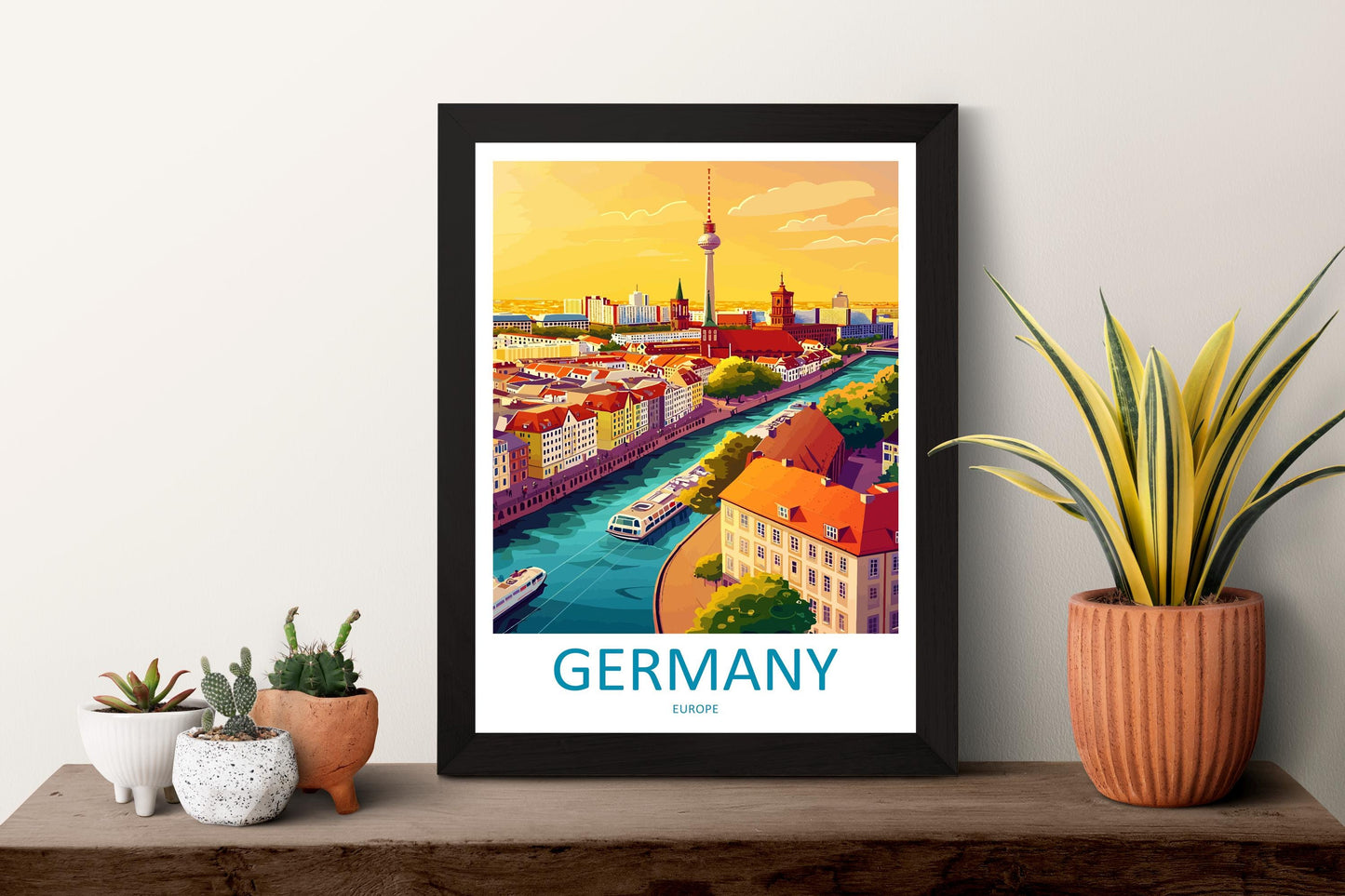 Germany Travel Poster Europe Wall Art Country View Print Castle & City Scene Illustration Scenic Decor Germany Gift Souvenir