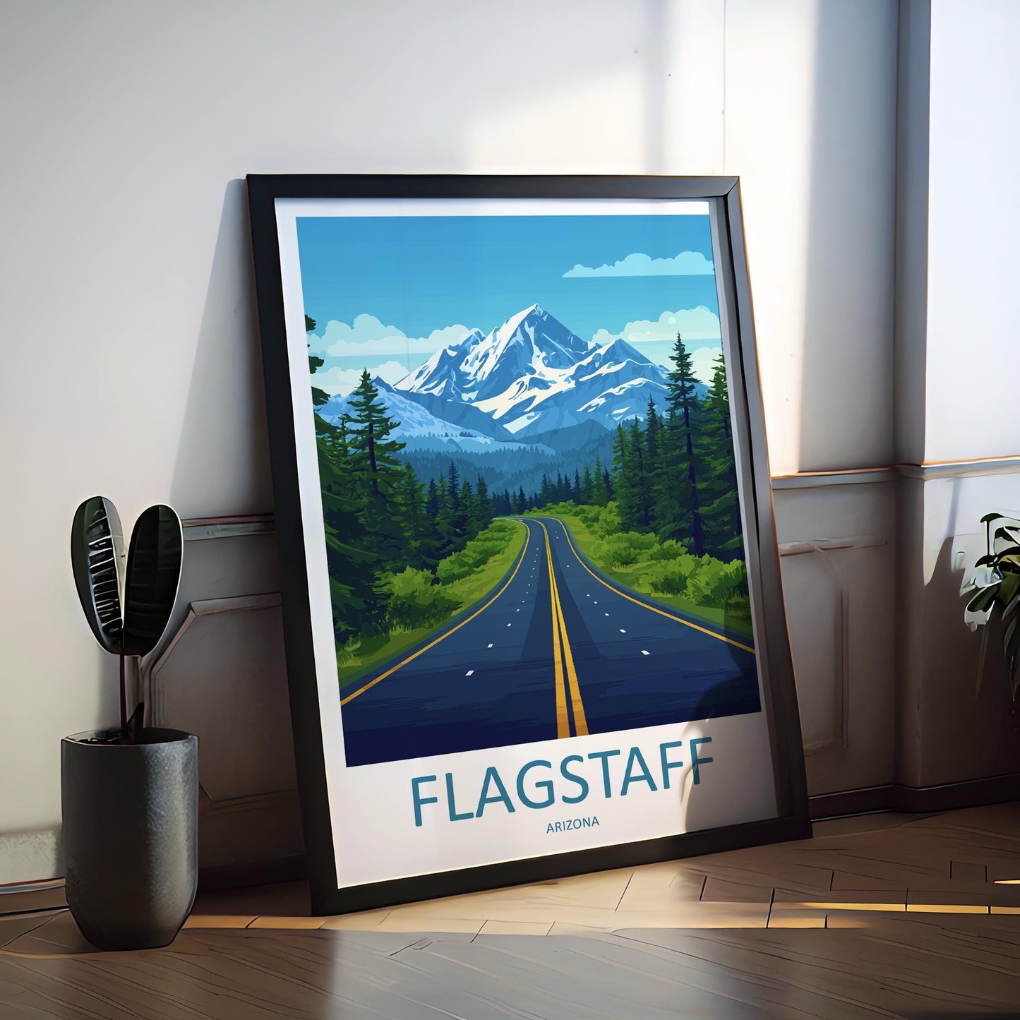 Flagstaff Travel Poster Arizona Wall Art Mountain Town Print Forest View Illustration Southwest Decor Flagstaff Gift Souvenir Scene