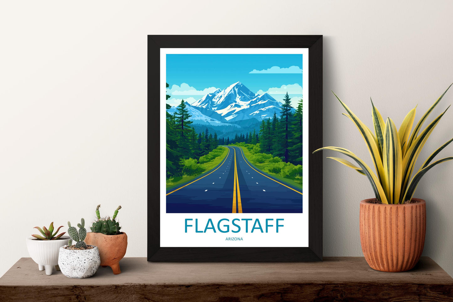 Flagstaff Travel Poster Arizona Wall Art Mountain Town Print Forest View Illustration Southwest Decor Flagstaff Gift Souvenir Scene