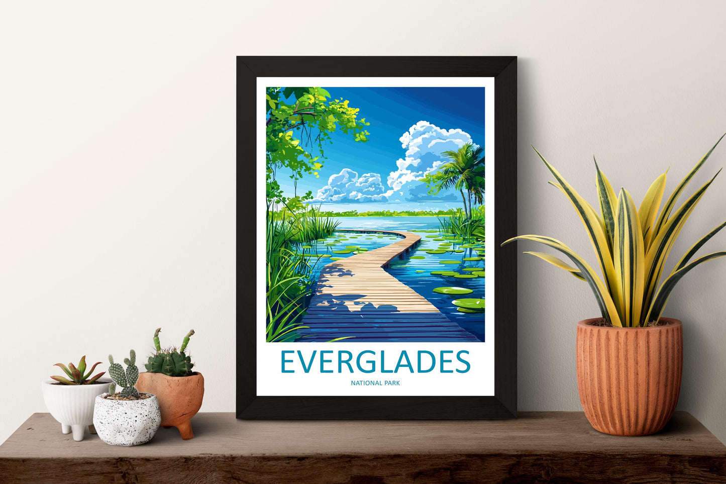 Everglades National Park Travel Poster Florida Wall Art Wetlands View Print Wildlife Scene Illustration Nature Decor Gift Souvenir