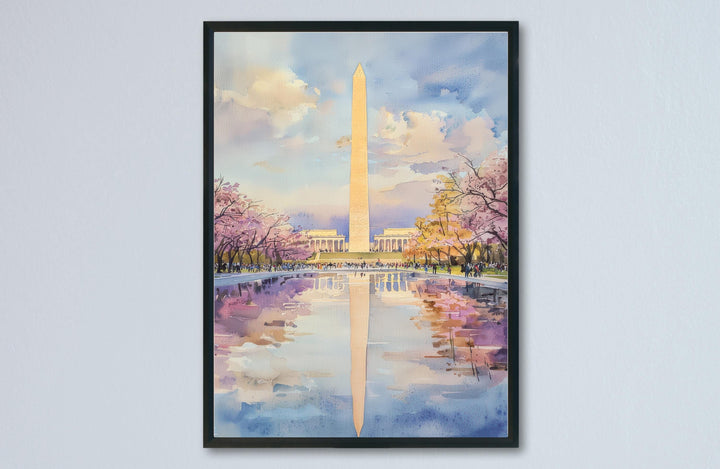 Washington DC Monument Watercolor Poster Travel Print Wall Art DC Souvenir Landmark Painting USA Capital Decor
