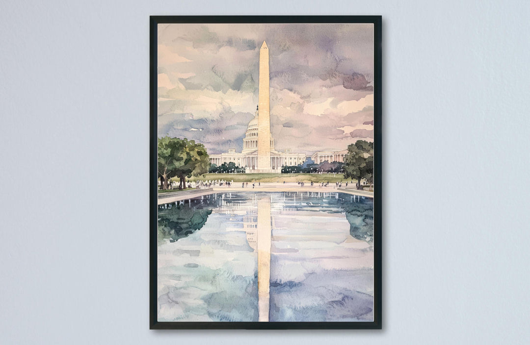 Washington DC Monument Watercolor Poster Travel Print Wall Art DC Souvenir Landmark Painting USA Capital Decor