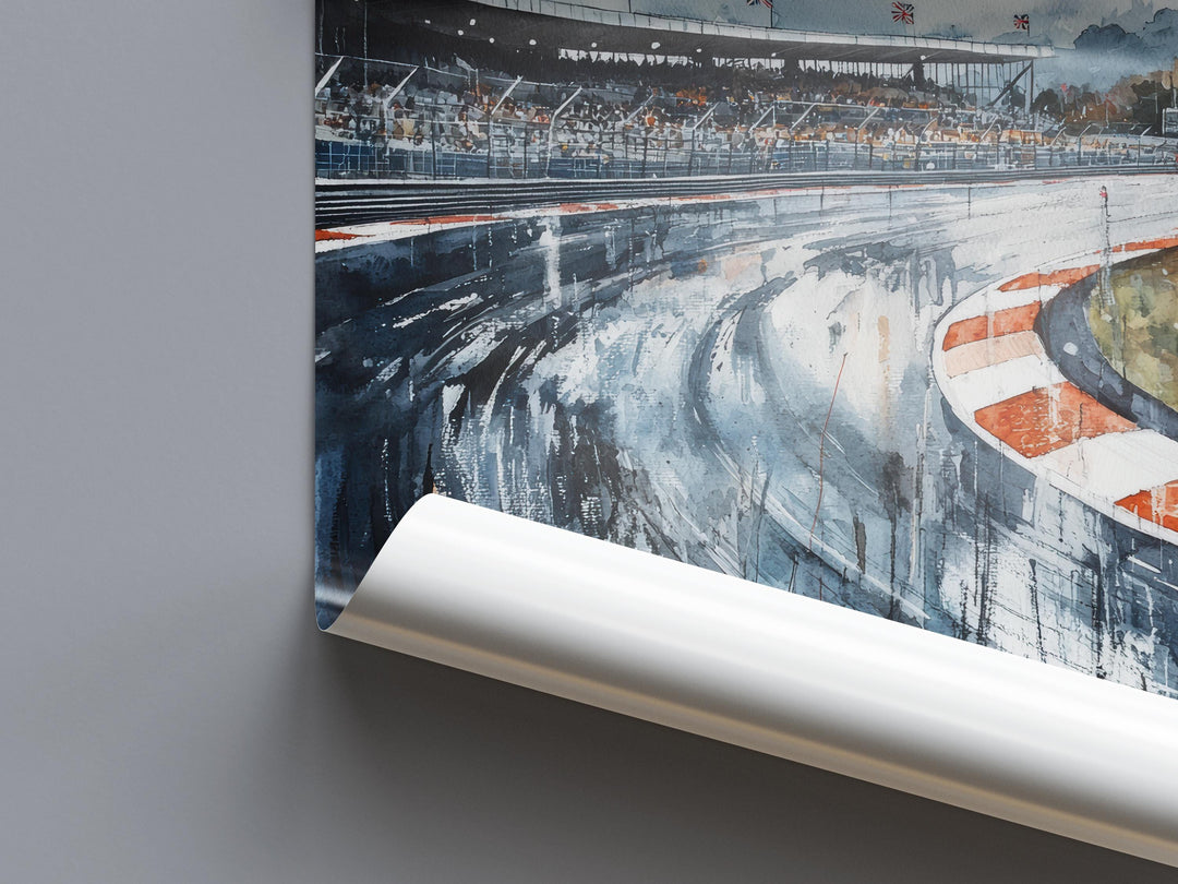 Silverstone Watercolor Poster Silverstone Travel Print Racing Circuit Wall Art Motorsport Painting UK Track Decor