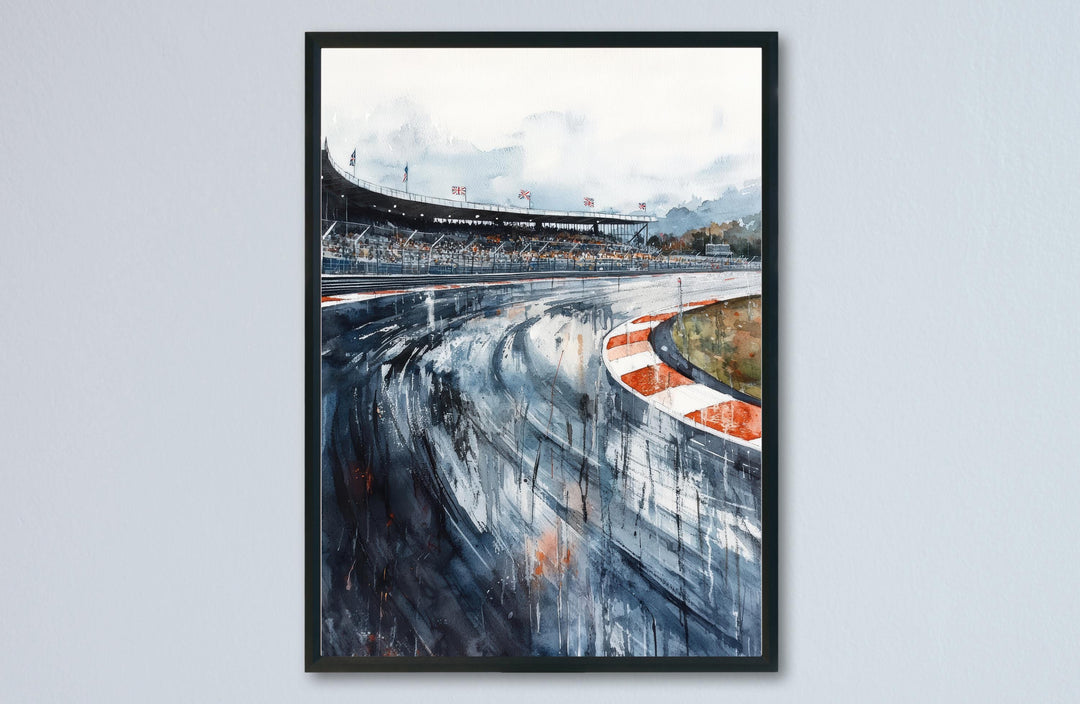 Silverstone Watercolor Poster Silverstone Travel Print Racing Circuit Wall Art Motorsport Painting UK Track Decor
