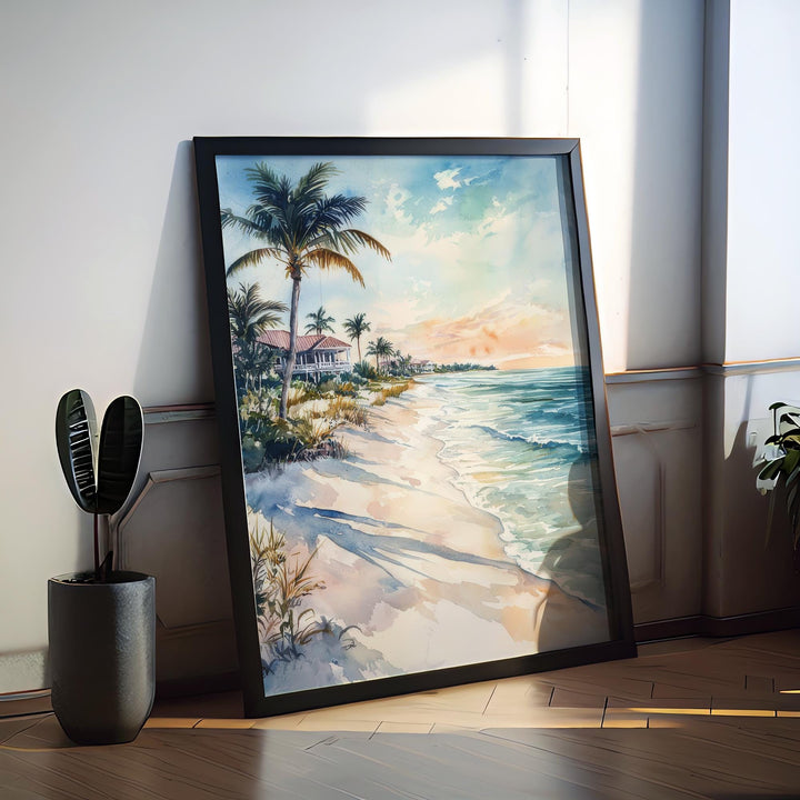 Marco Island Watercolor Poster Marco Island Travel Print Beach Wall Art Florida Coast Painting Marco Island Souvenir Decor