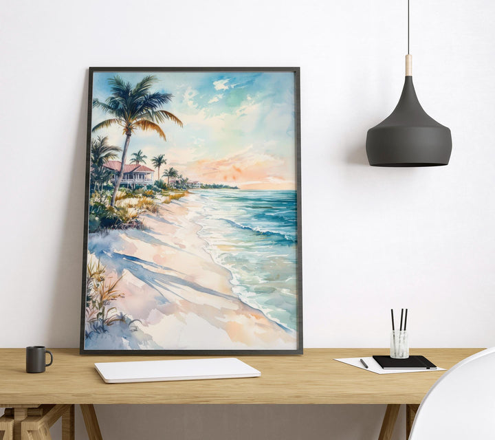 Marco Island Watercolor Poster Marco Island Travel Print Beach Wall Art Florida Coast Painting Marco Island Souvenir Decor