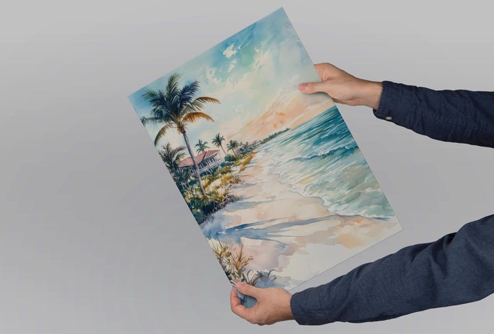 Marco Island Watercolor Poster Marco Island Travel Print Beach Wall Art Florida Coast Painting Marco Island Souvenir Decor
