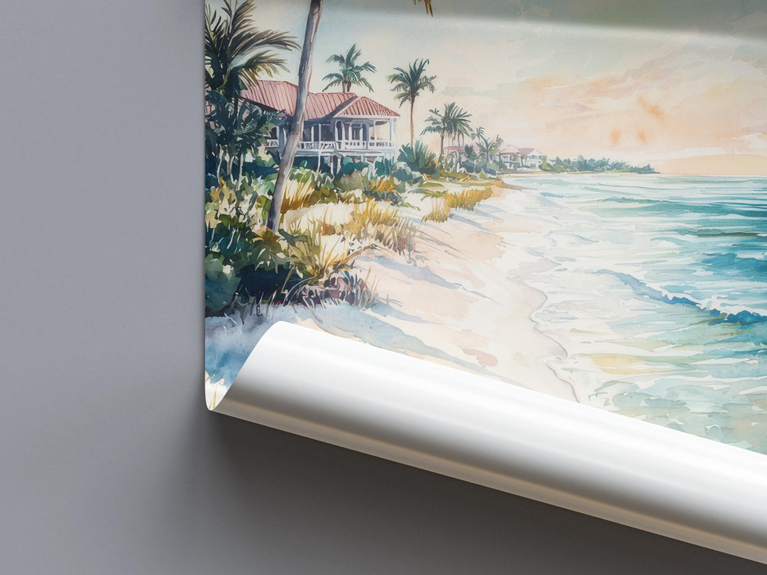 Marco Island Watercolor Poster Marco Island Travel Print Beach Wall Art Florida Coast Painting Marco Island Souvenir Decor