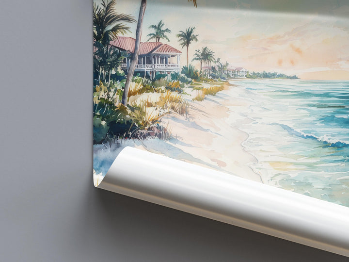 Marco Island Watercolor Poster Marco Island Travel Print Beach Wall Art Florida Coast Painting Marco Island Souvenir Decor