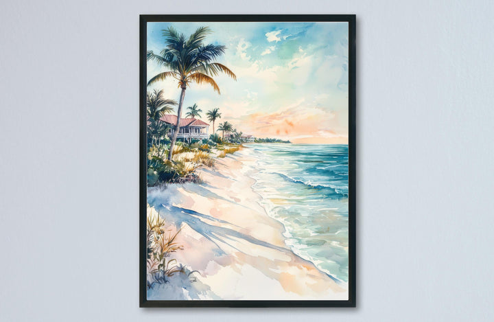 Marco Island Watercolor Poster Marco Island Travel Print Beach Wall Art Florida Coast Painting Marco Island Souvenir Decor