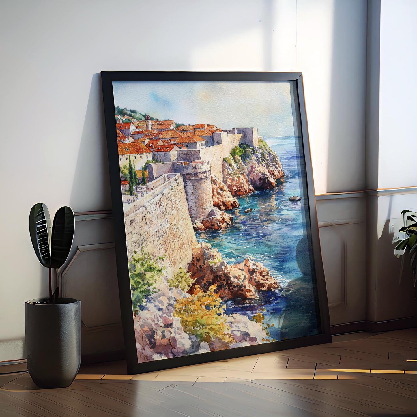 Dubrovnik Watercolor Poster Dubrovnik Travel Print Croatia Wall Art Old Town Painting Dubrovnik Souvenir Coastal Decor