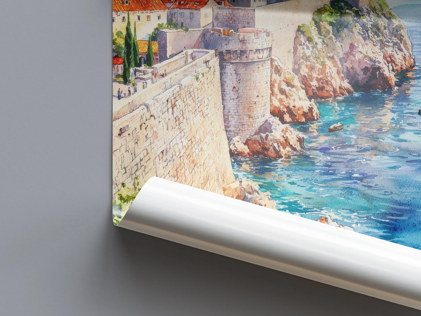 Dubrovnik Watercolor Poster Dubrovnik Travel Print Croatia Wall Art Old Town Painting Dubrovnik Souvenir Coastal Decor
