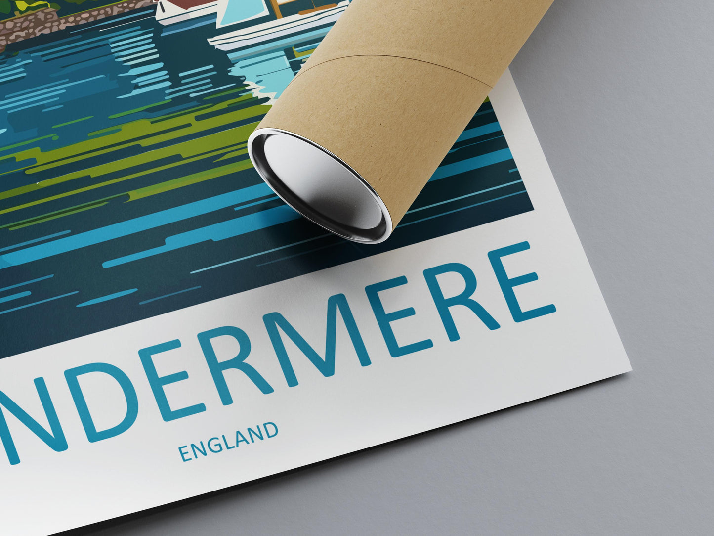 Windermere Cartoon Travel Poster Lake District Wall Art UK Landscape Print Nature Illustration Windermere Decor Souvenir Gift
