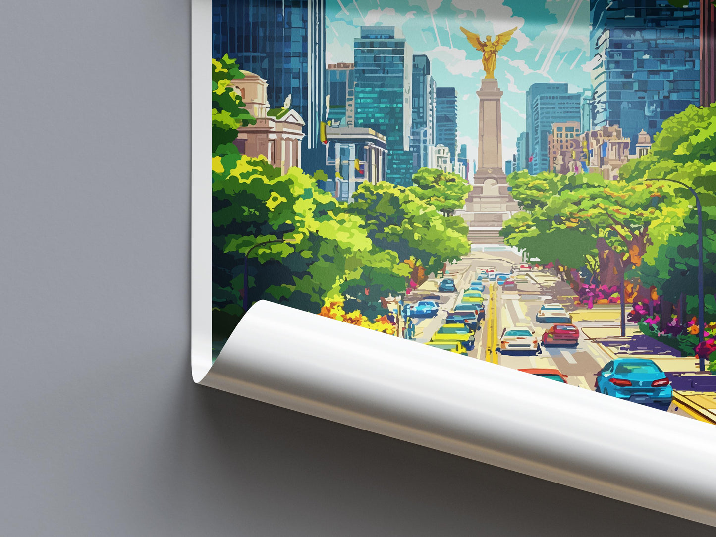 Mexico City Cartoon Travel Poster Mexico Wall Art City Print Historic Illustration Urban Decor Mexico City Souvenir Gift
