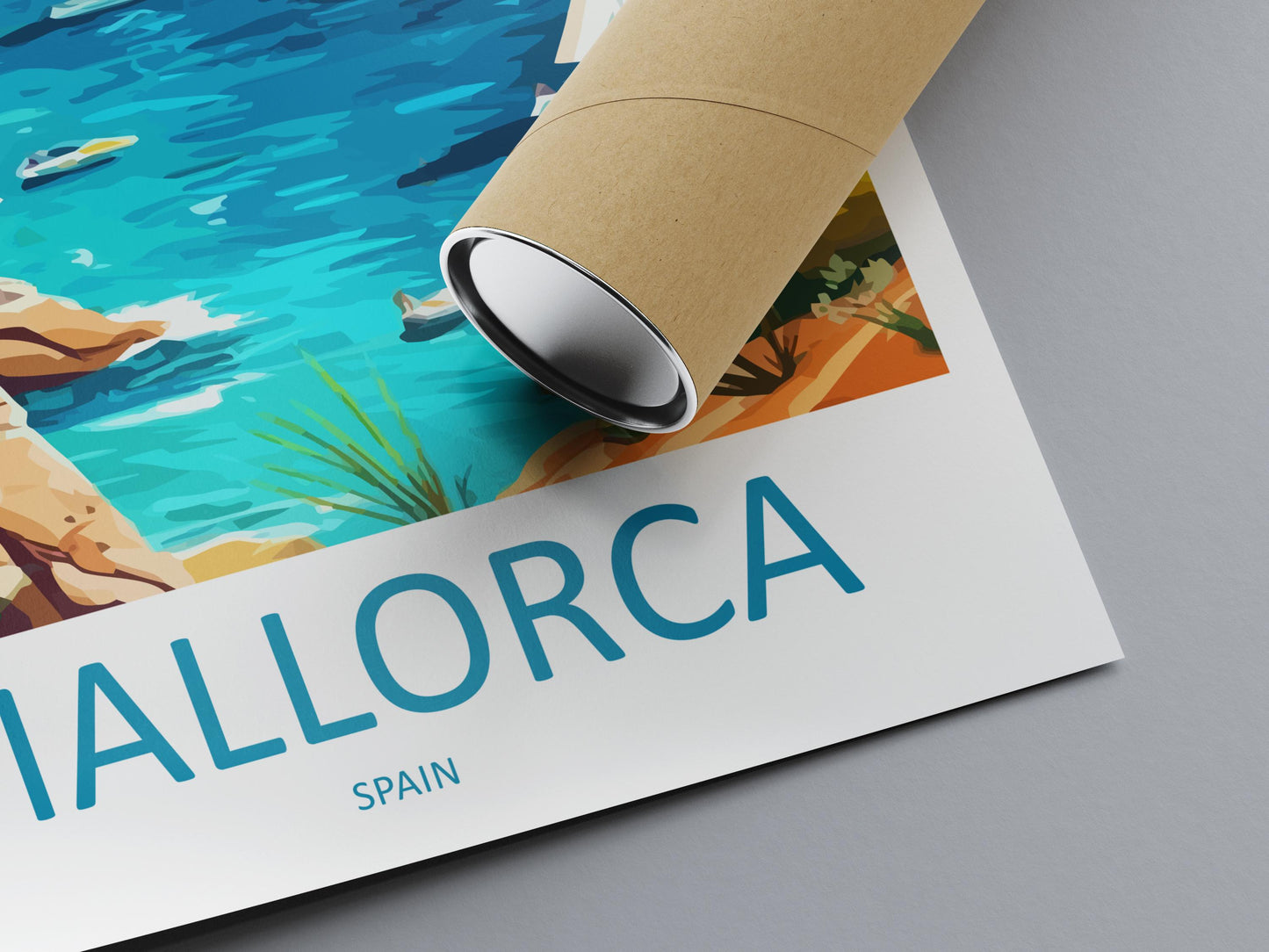 Mallorca Cartoon Travel Poster Spain Wall Art Island Print Coastal Illustration Mediterranean Decor Mallorca Souvenir Gift
