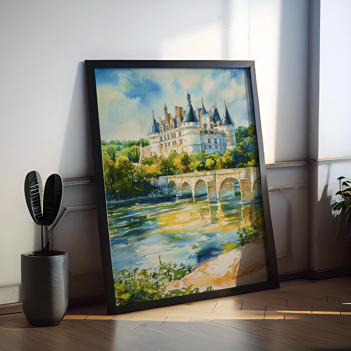 Loire Valley Watercolor Poster Loire Valley Travel Print France Wall Art Loire Valley Decor Chateau Scene French Countryside Print