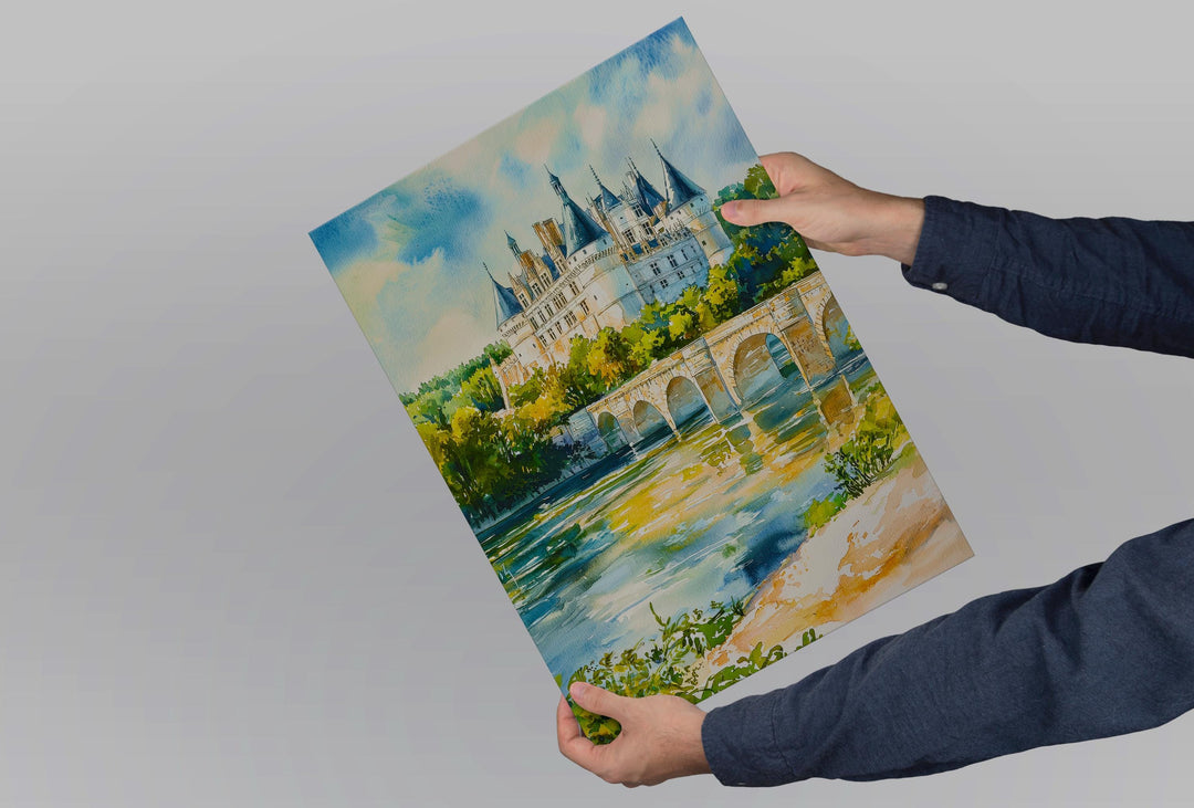 Loire Valley Watercolor Poster Loire Valley Travel Print France Wall Art Loire Valley Decor Chateau Scene French Countryside Print