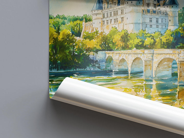 Loire Valley Watercolor Poster Loire Valley Travel Print France Wall Art Loire Valley Decor Chateau Scene French Countryside Print
