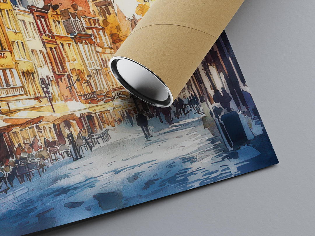Lille Watercolor Poster Lille Travel Print France Wall Art Lille Decor Historic City Scene Flemish Architecture French Urban Landscape