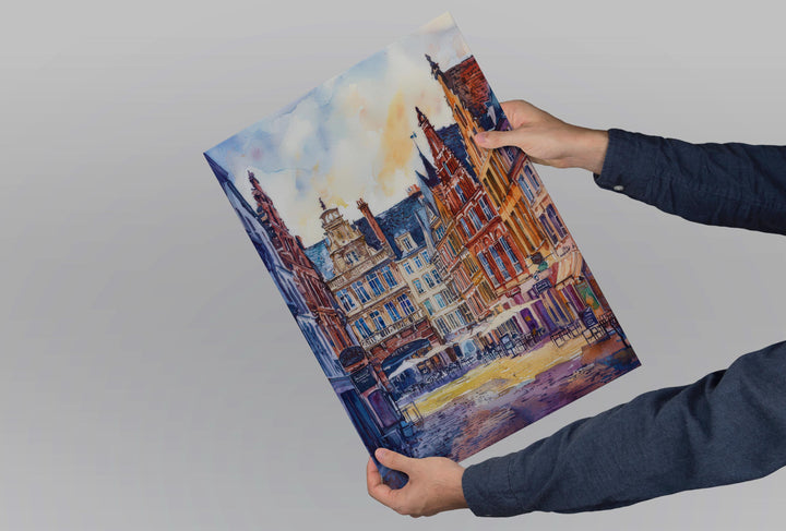 Lille Watercolor Poster Lille Travel Print France Wall Art Lille Decor Historic City Scene Flemish Architecture French Urban Landscape