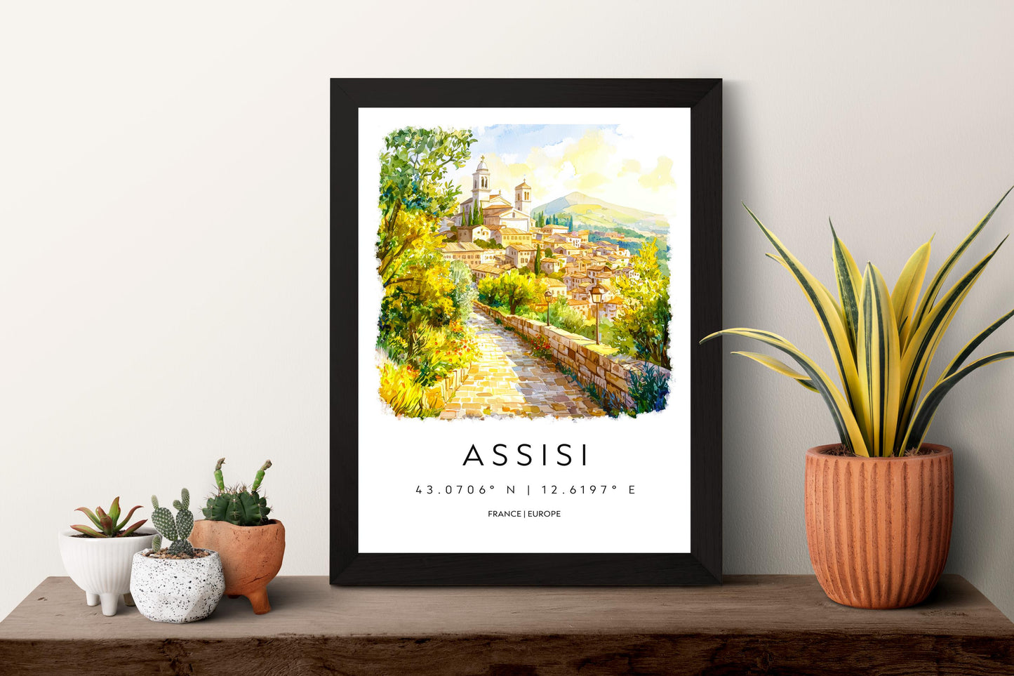 Assisi Watercolor Poster Assisi Italy Travel Print Wall Art Assisi Home Decor Assisi Gift Art Lovers Italy Art Assisi Saint Francis