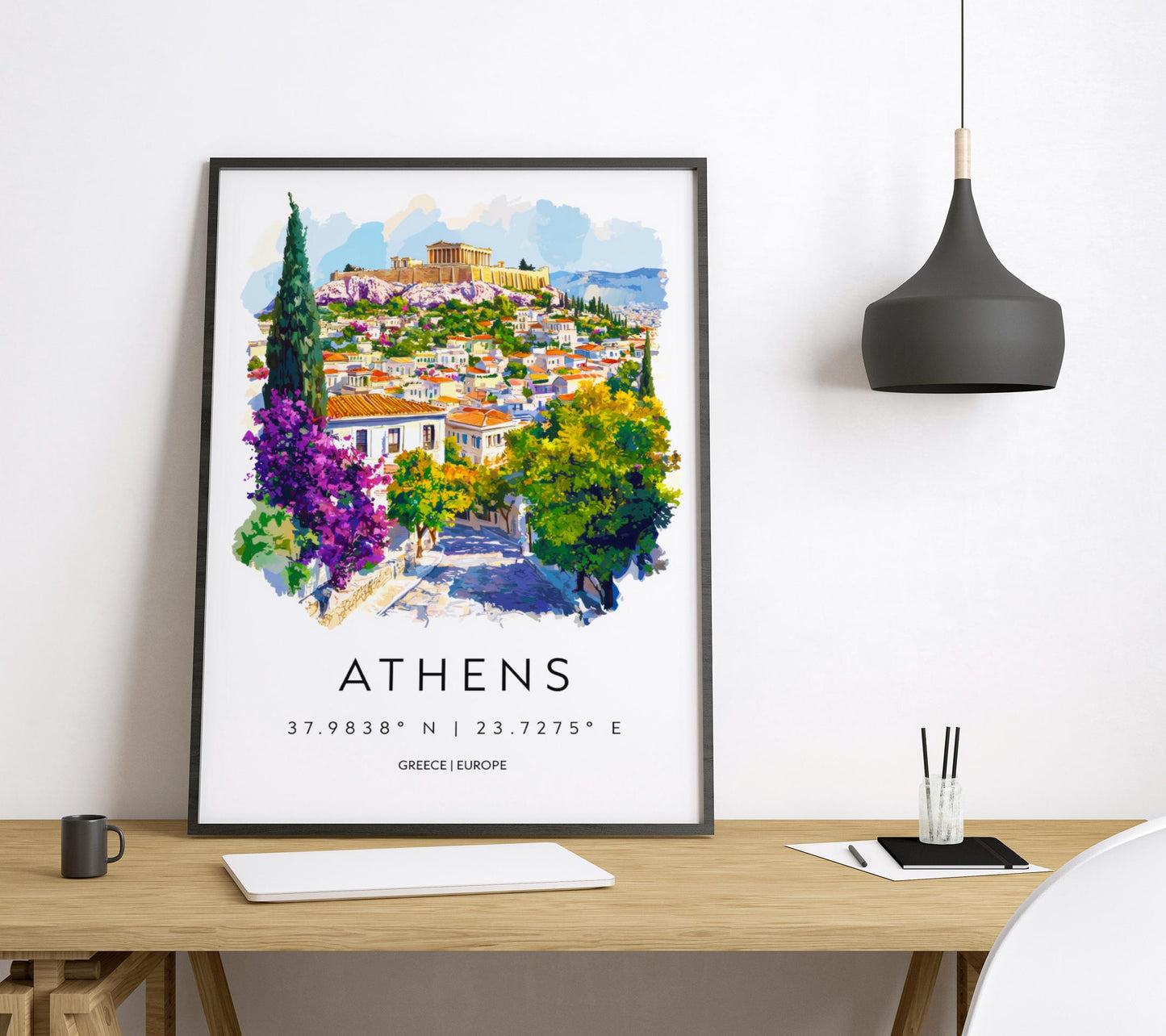 Athens Watercolor Poster Athens Greece Travel Print Wall Art Athens Home Decor Athens Gift Art Lovers Greece Art Athens Acropolis