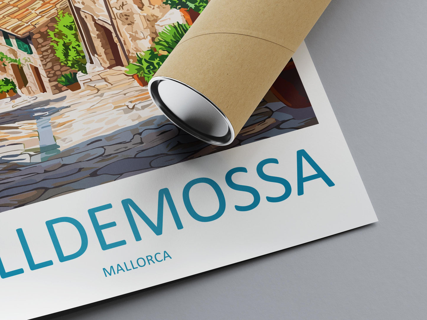 Valldemossa Travel Poster Mallorca Wall Art Village View Print Mountain Scene Illustration Mediterranean Decor Gift Souvenir