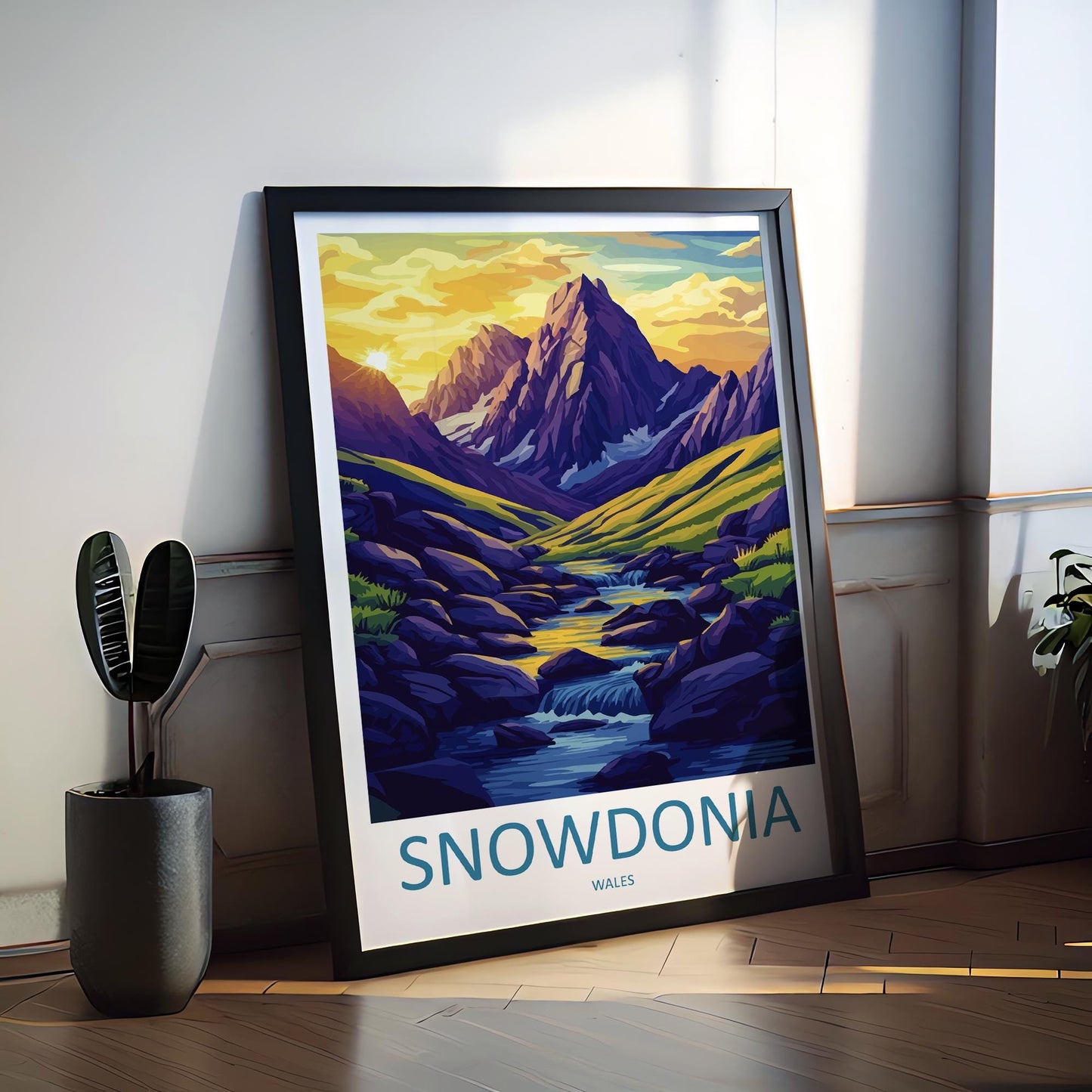 Snowdonia Travel Poster Wales Wall Art Mountain Landscape Print National Park Illustration Scenic Decor Snowdonia Gift Souvenir