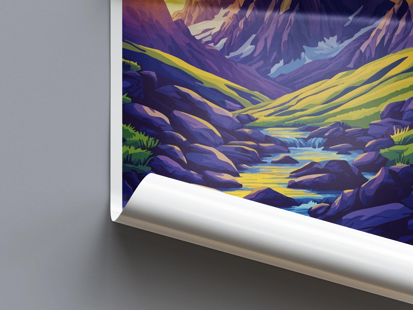 Snowdonia Travel Poster Wales Wall Art Mountain Landscape Print National Park Illustration Scenic Decor Snowdonia Gift Souvenir