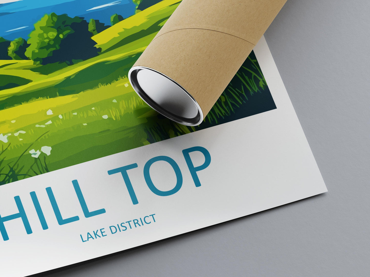 Hill Top Travel Poster England Wall Art Countryside Cottage Print Lake District Illustration Rustic Decor Hill Top Gift Souvenir