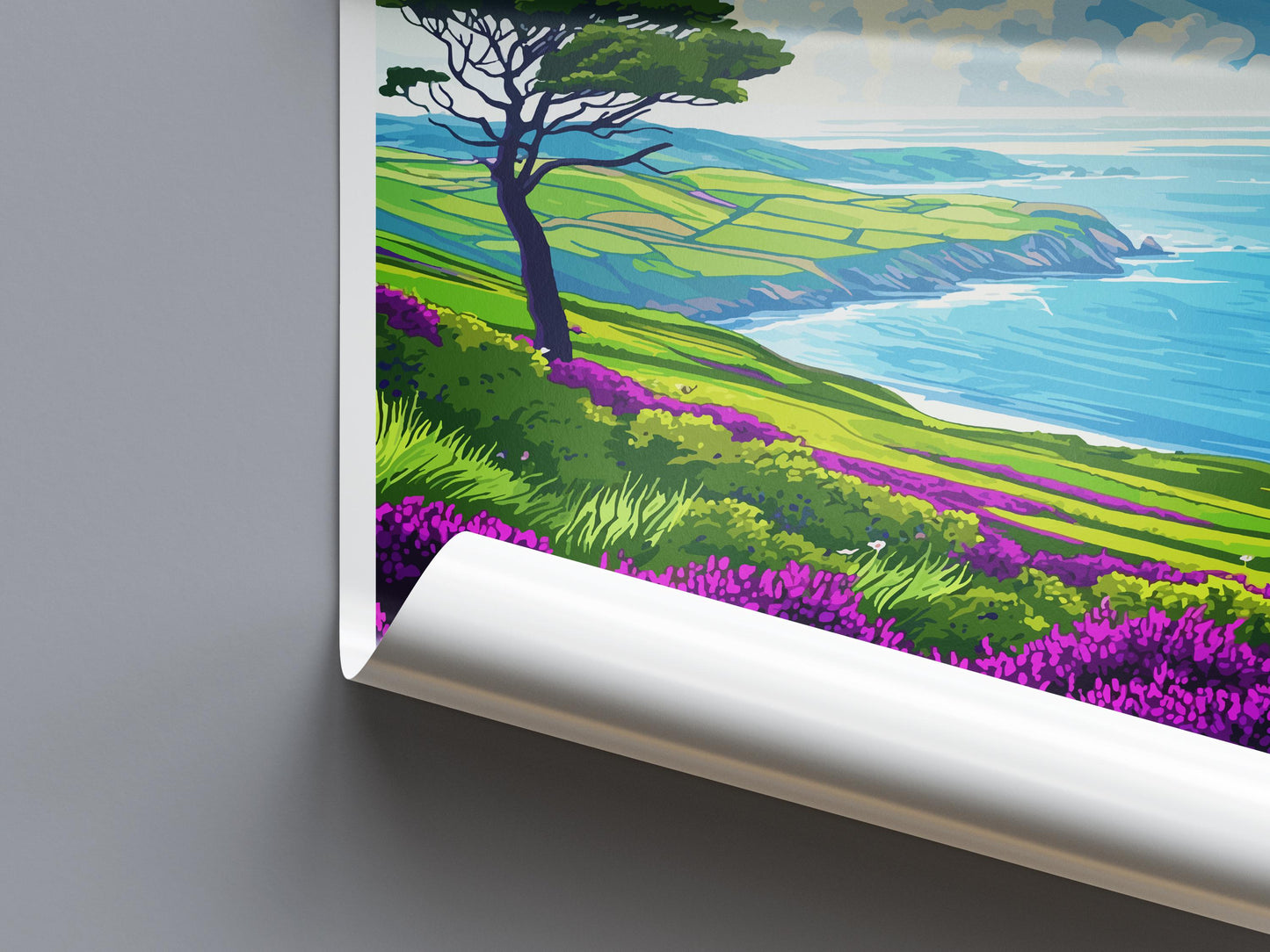 Exmoor National Park Travel Poster England Wall Art Landscape Print Moorland View Illustration Coastal Decor Exmoor Gift Souvenir