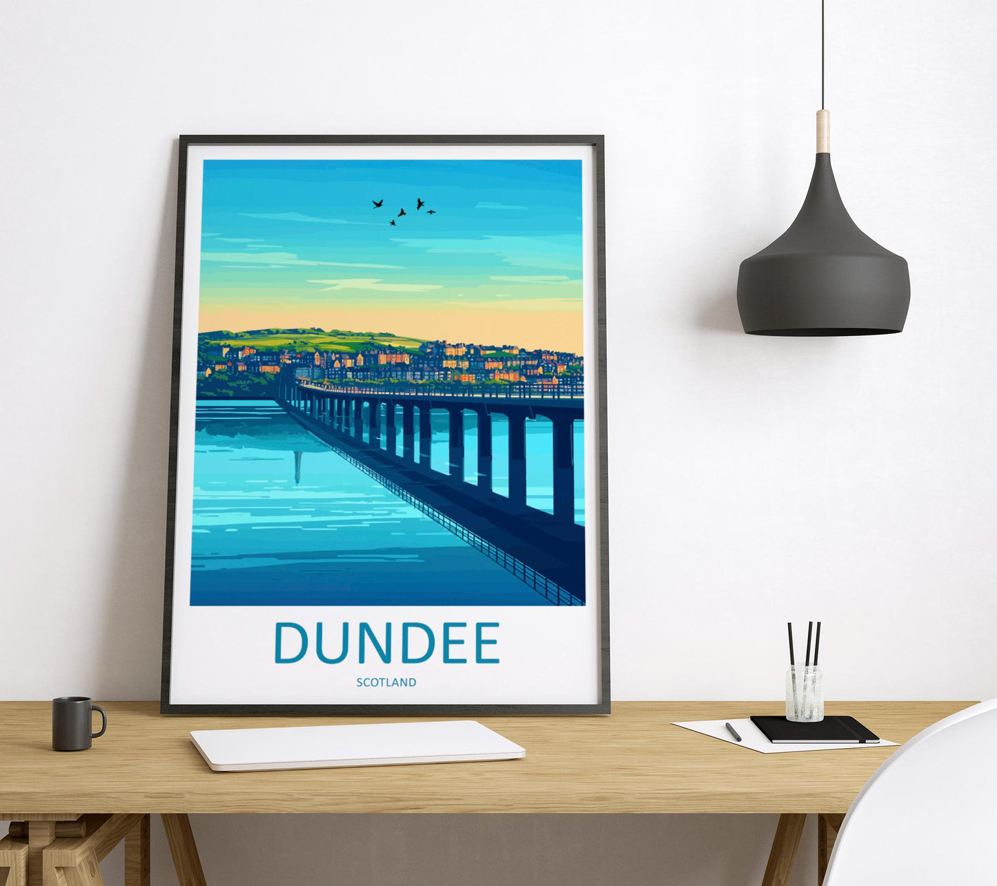 Dundee Travel Poster Scotland Wall Art Cityscape Print Waterfront View Illustration V&A Museum Decor Dundee Gift Souvenir Scene