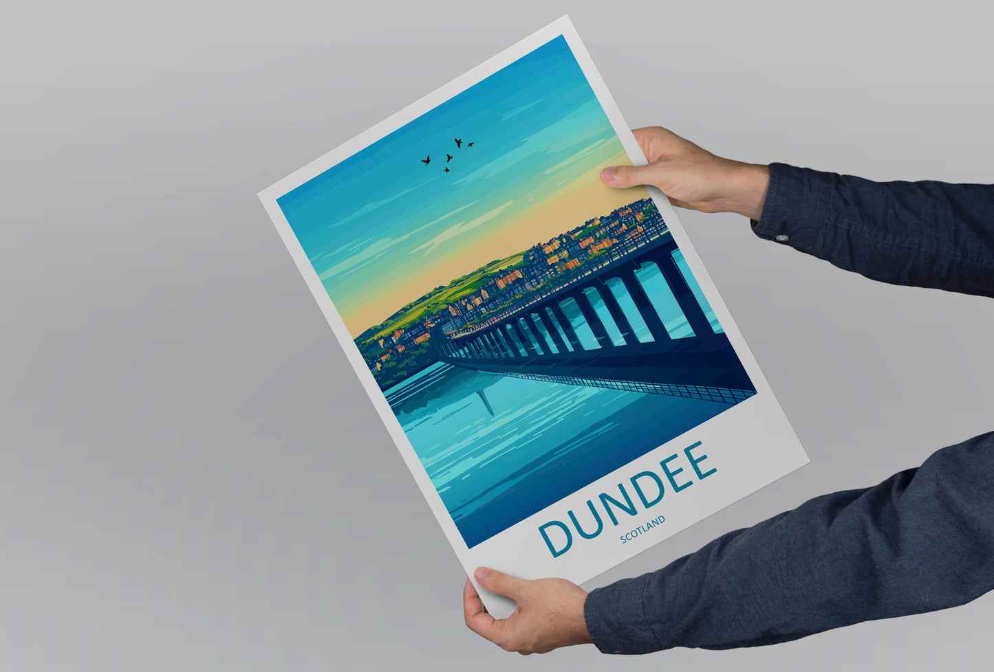 Dundee Travel Poster Scotland Wall Art Cityscape Print Waterfront View Illustration V&A Museum Decor Dundee Gift Souvenir Scene