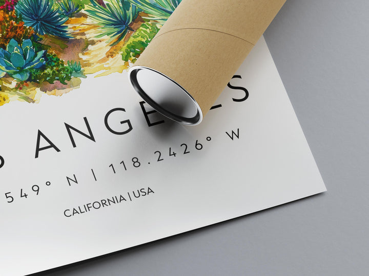 Los Angeles Watercolor Poster Los Angeles Travel Print California Wall Art LA City Painting Los Angeles Decor