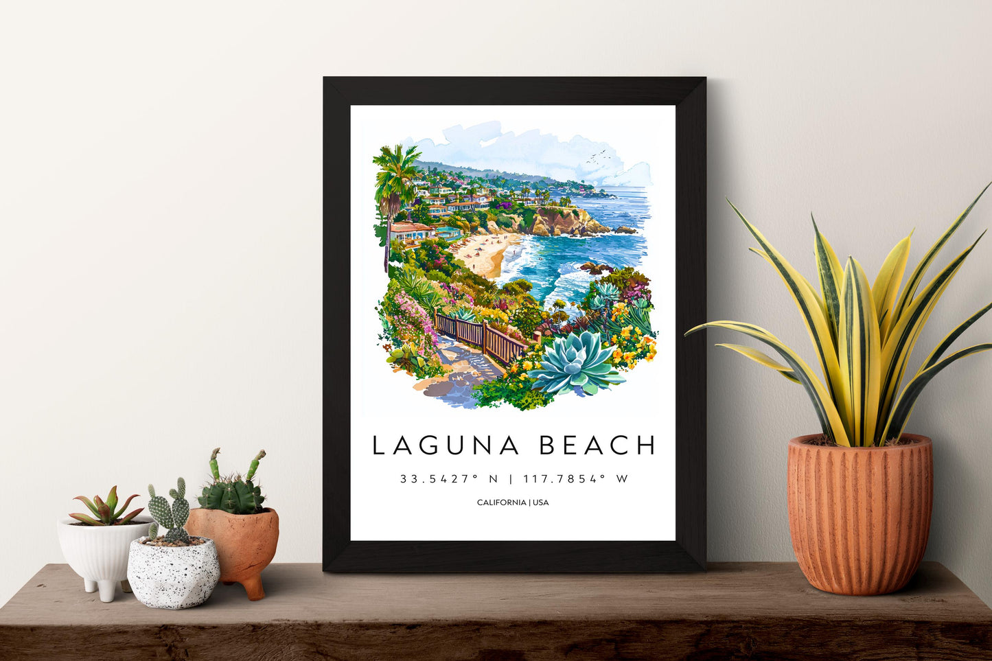 Laguna Beach Watercolor Poster Laguna Beach Travel Print California Wall Art Coastal Painting Laguna Decor