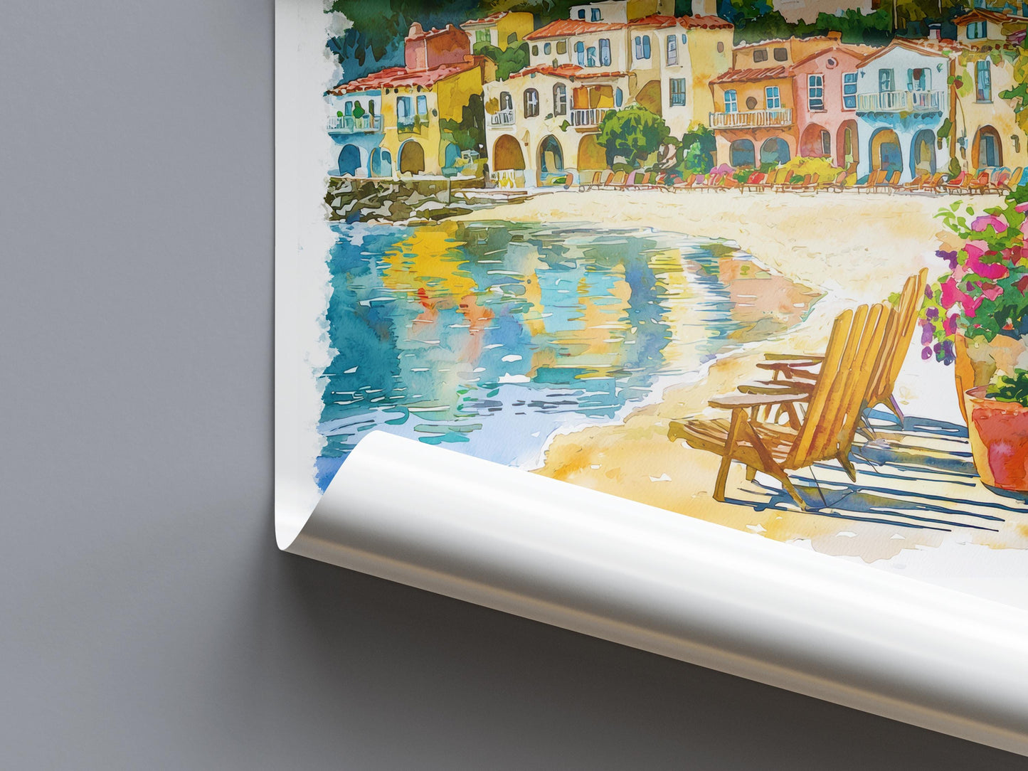Capitola Beach Watercolor Poster Capitola Travel Print California Wall Art Ocean Painting Capitola Beach Decor