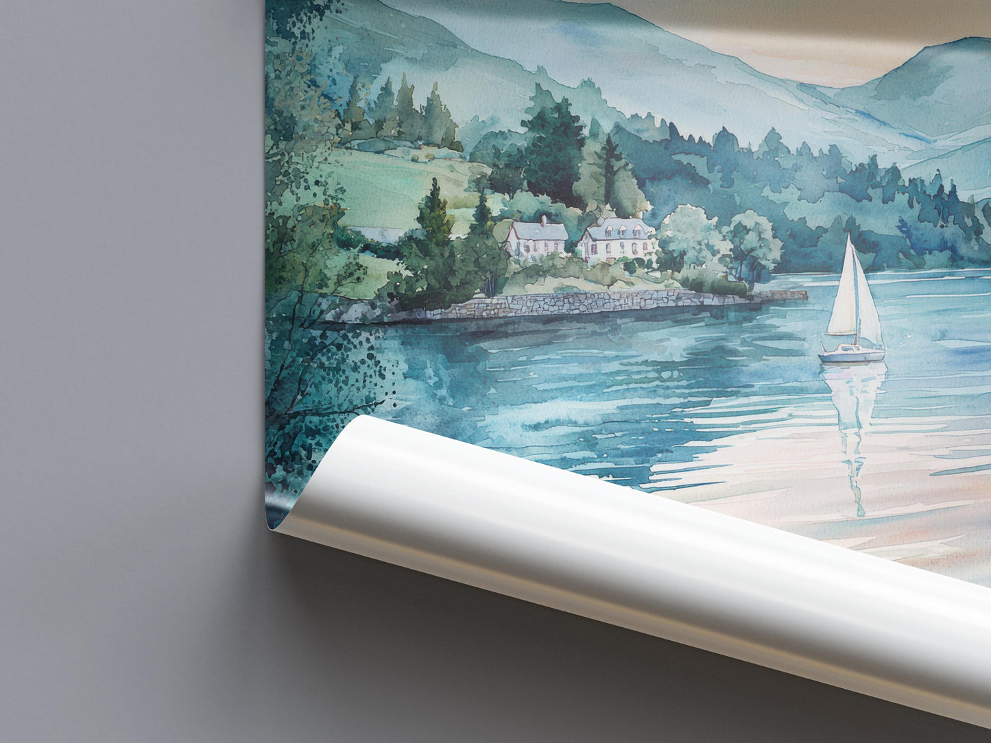 Windermere Watercolor Poster Windermere Travel Print Windermere Lake District Art Windermere Nature Decor