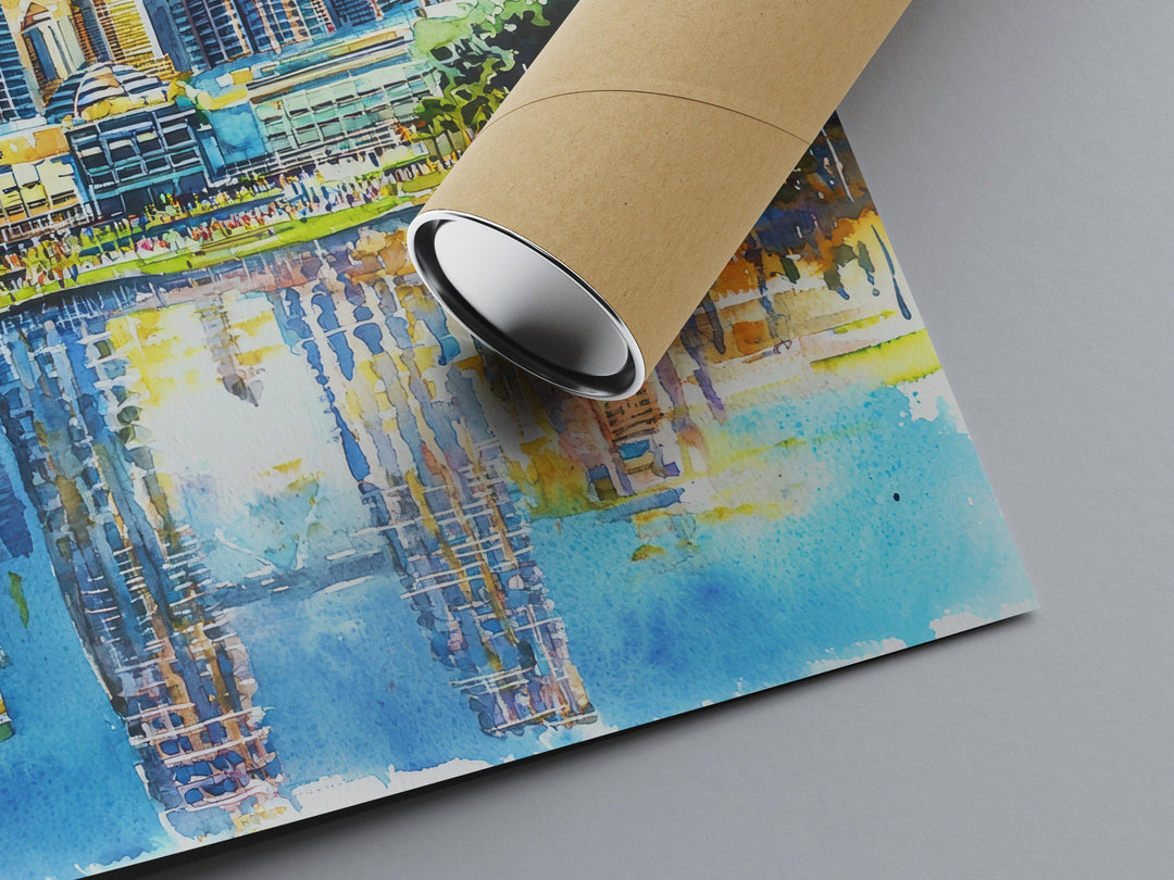 Kuala Lumpur Watercolor Poster Kuala Lumpur Travel Print Malaysia City Wall Art KL Skyline Decor Petronas Towers Urban Landscape Print