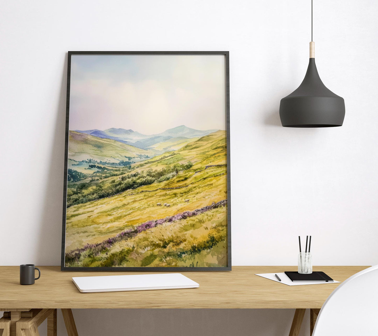 Brecon Beacons Watercolor Poster Wales Travel Print UK National Park Wall Art Brecon Landscape Decor Mountain Scene Countryside Print