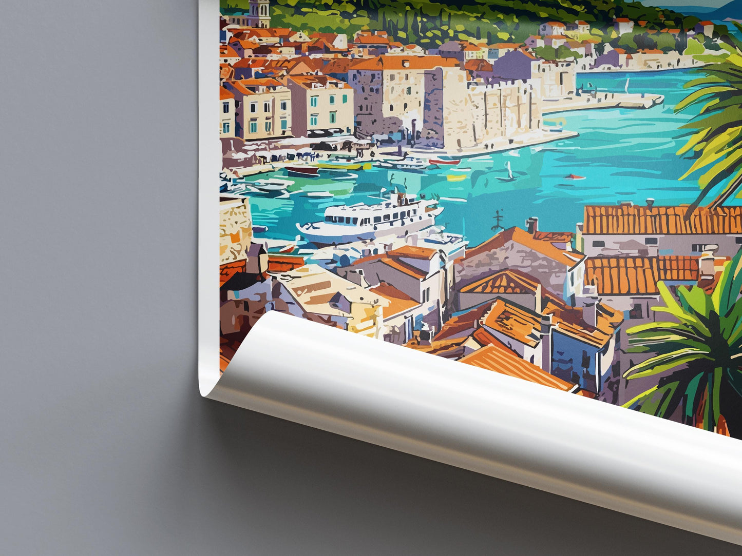 Split Travel Poster Croatia Wall Art Coastal City Print Adriatic View Illustration Old Town Decor Diocletian Palace Gift Souvenir