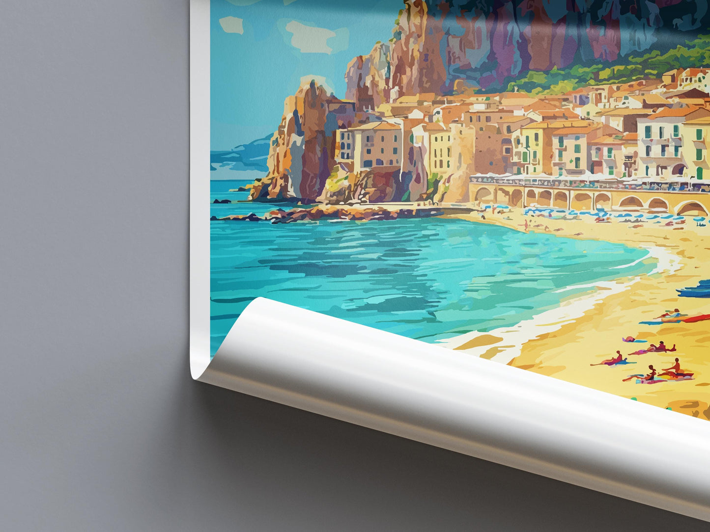 Sicily Travel Poster Italy Wall Art Island Coast Print Mediterranean View Illustration Historic Decor Sicily Gift Souvenir Scene