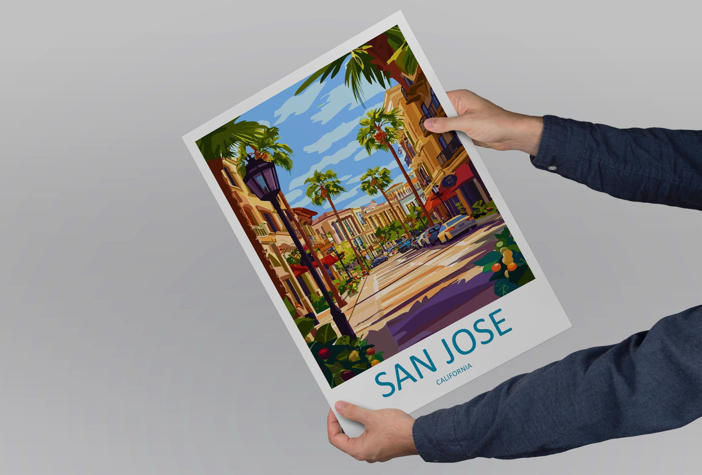 San Jose Travel Poster California Wall Art Cityscape Print Silicon Valley View Illustration Bay Area Decor San Jose Gift Souvenir