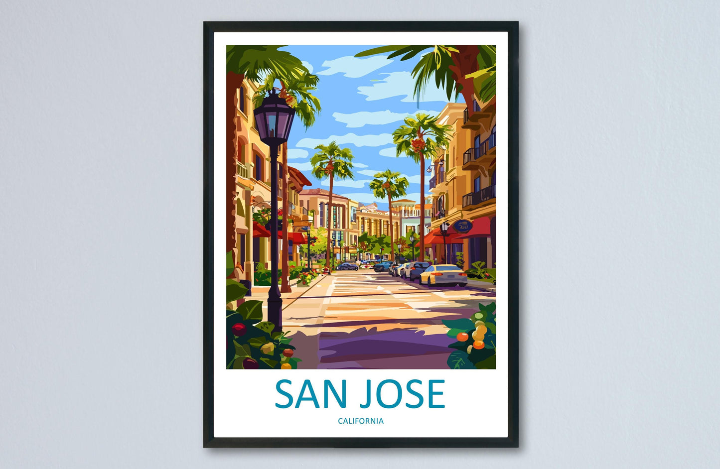 San Jose Travel Poster California Wall Art Cityscape Print Silicon Valley View Illustration Bay Area Decor San Jose Gift Souvenir