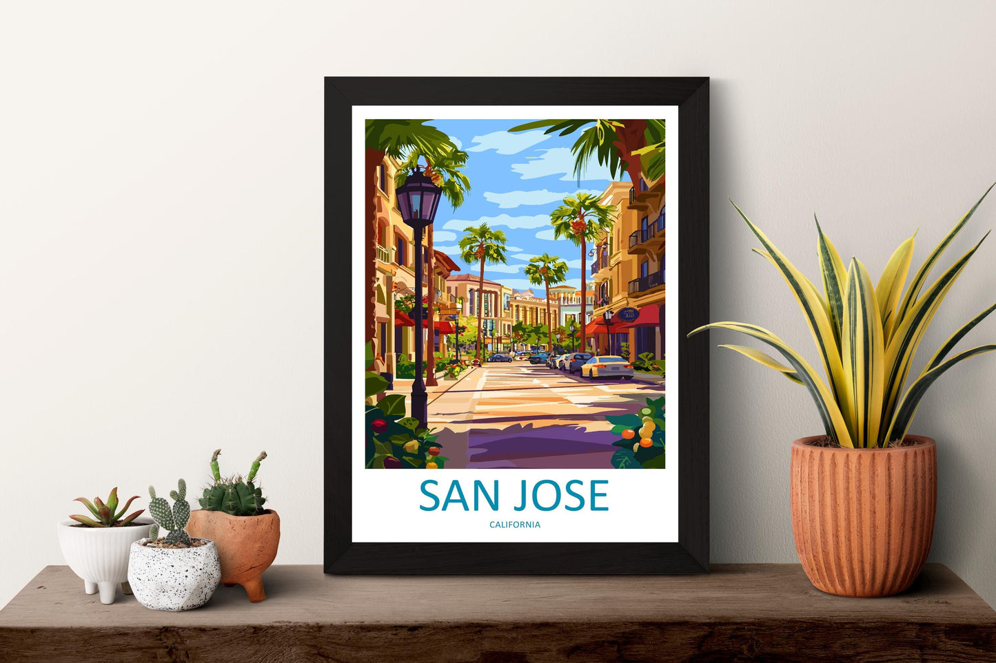 San Jose Travel Poster California Wall Art Cityscape Print Silicon Valley View Illustration Bay Area Decor San Jose Gift Souvenir