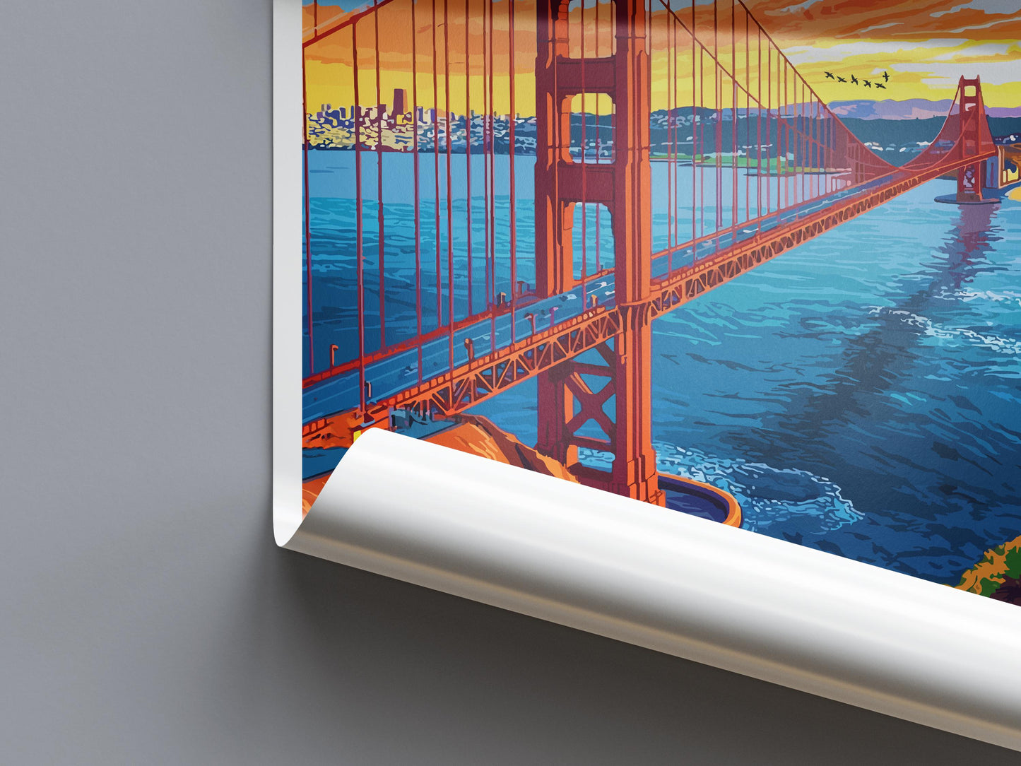 San Francisco Travel Poster California Wall Art Golden Gate Print City View Illustration Bay Area Decor San Francisco Gift Souvenir
