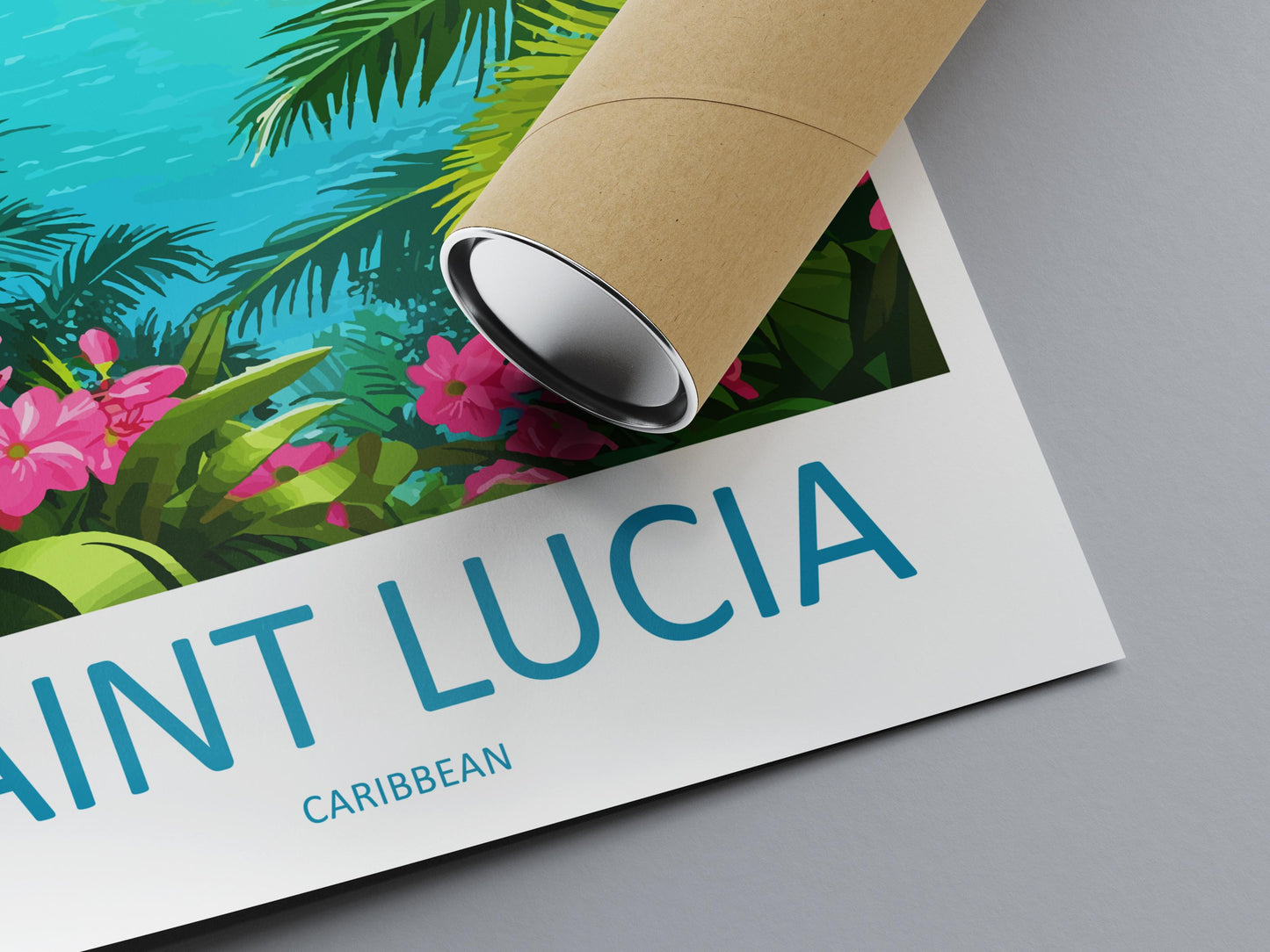 Saint Lucia Travel Poster Caribbean Wall Art Island Coast Print Pitons View Illustration Tropical Decor Saint Lucia Gift Souvenir