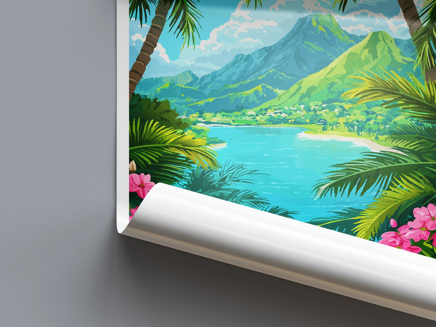 Saint Lucia Travel Poster Caribbean Wall Art Island Coast Print Pitons View Illustration Tropical Decor Saint Lucia Gift Souvenir
