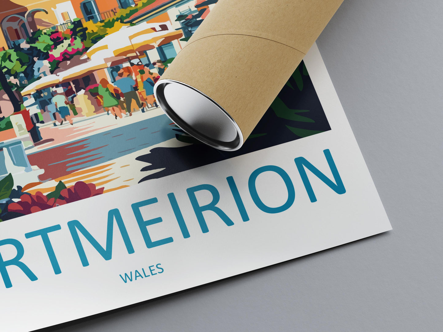 Portmeirion Travel Poster Wales Wall Art Coastal Village Print Italianate View Illustration Scenic Decor Portmeirion Gift Souvenir