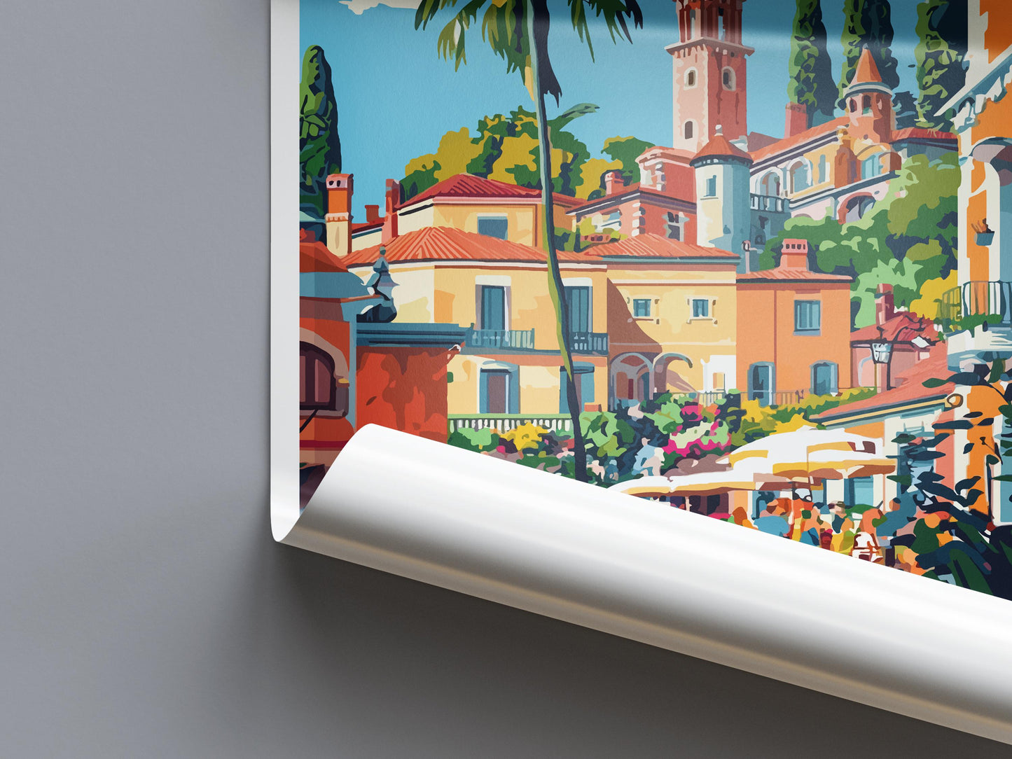 Portmeirion Travel Poster Wales Wall Art Coastal Village Print Italianate View Illustration Scenic Decor Portmeirion Gift Souvenir